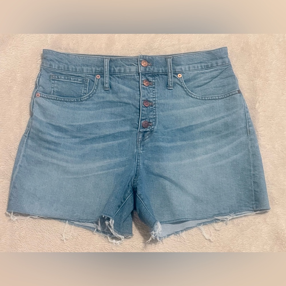 Madewell Light Blue High-Rise Button-Fly Denim Shorts